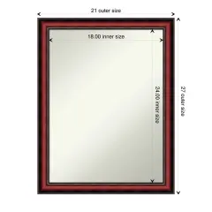 Amanti Art Non-Beveled Wood Wall Mirror, Rubino Cherry Scoop Frame