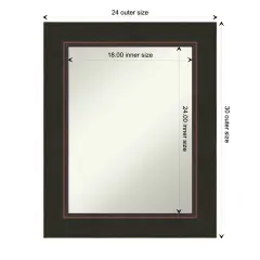 Amanti Art Non-Beveled Wood Wall Mirror, Milano Bronze Frame