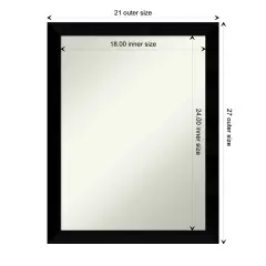 Amanti Art Non-Beveled Wood Wall Mirror, Black Museum Frame