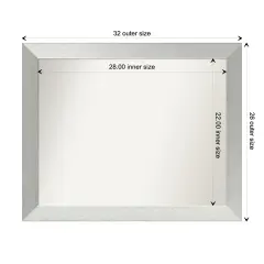 Amanti Art Non-Beveled Wood Wall Mirror, Brushed Sterling Silver Frame