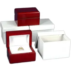 3 Double Ring Gift Boxes Rosewood Stained Jewelry Displays