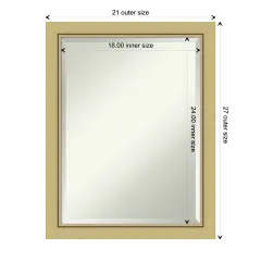 Beveled Bathroom Wall Mirror, Landon Gold Narrow Frame