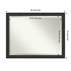 Beveled Wood Bathroom Wall Mirror, Allure Charcoal Frame