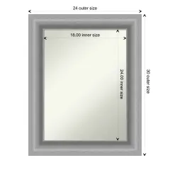 Amanti Art Non-Beveled Wall Mirror, Peak Polished Nickel Frame