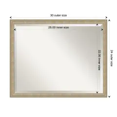 Beveled Bathroom Wall Mirror, Paris Champagne Frame