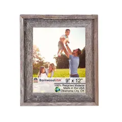 Rustic Farmhouse Signature Series 9 in. x 12 in. Reclaimed Wood Picture Frame Grey