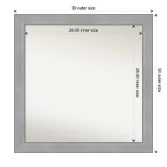 Amanti Art Non-Beveled Wall Mirror, Vista Brushed Nickel Frame