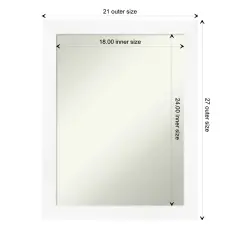 Amanti Art Non-Beveled Wall Mirror, Cabinet White Narrow Frame