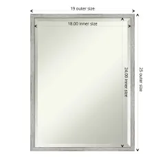 Beveled Wood Bathroom Wall Mirror, Shiplap White Narrow Frame