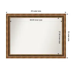 Amanti Art Non-Beveled Wood Wall Mirror, Manhattan Bronze Frame
