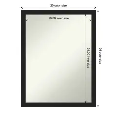 Amanti Art Non-Beveled Wall Mirror, Grace Brushed Narrow Frame Grace Brushed Metallic Black Narrow Frame