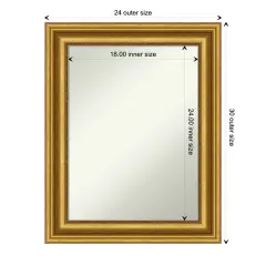 Amanti Art Non-Beveled Wall Mirror, Parlor Black Frame Parlor Gold Frame