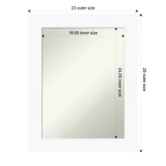 Amanti Art Non-Beveled Wall Mirror, Cabinet White Frame