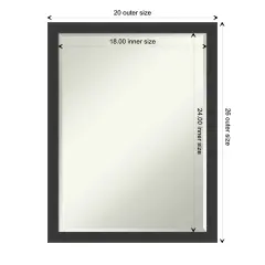 Petite Bevel Wood Wall Mirror, Mezzanotte Black Frame
