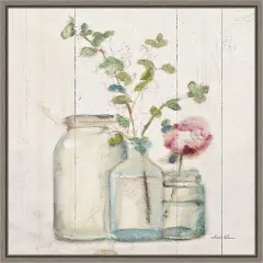 Blossoms on Birch IV by Cheri Blum 16-in. W x 16-in. H. Canvas Wall Art Print Framed in Grey