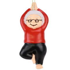 Mrs. Claus Tree Pose Yoga Christmas Ornament