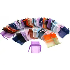 48 Organza Drawstring Pouches Gift Bags Assorted Colors