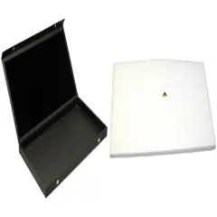 Black Faux Leather Jewelry Case w/ 1 White 72-slot Foam Insert (Snap close lid)