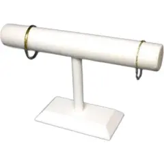 White Leather T-Bar Bracelet & Necklace Jewelry Display