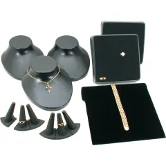 12 Black Bracelet Ring Necklace Bust Showcase Displays