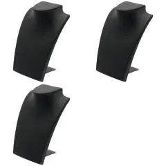 Black Leather Bust with Retractable Stand Jewelry Display 8 1/4" Tall Pack of 3