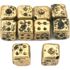 Dice Cube Beads Antique Gold Plated 9mm Approx 10Pcs