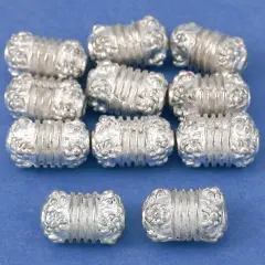 15g Bali Flower Barrel Beads Silver Plt 10mm Approx 10