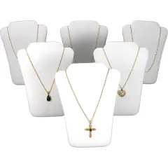 6 White Leather Chain Necklace Easel Jewelry Displays