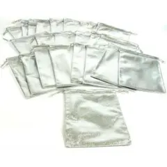 24 Pouches Silver Gift Bag Drawstring Jewelry 5" New