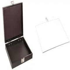 Black Square Jewelry Case (Single Metal Latch) w/ White Leather Pad Insert