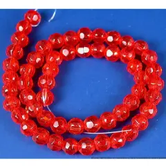 Red Faceted Round Glass Beads Beading Part 6mm 12" Str