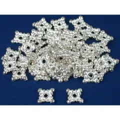 Square Bali Spacer Beads Silver Plated 8mm Approx 50