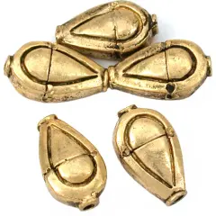 Teardrop Beads Antique Gold Plated Tube 18.5mm Approx 5