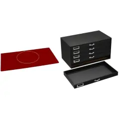 Black FindingKing 5-Drawer Jewelry Display Case w/ 5 Red Velvet Tray Inserts