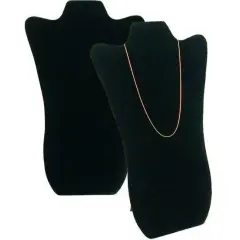 2 Black Velvet Padded Necklace Pendant Bust Showcase Displays 14 1/8"