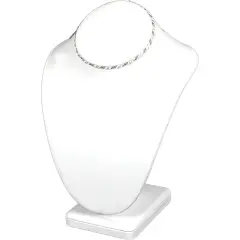 Necklace Bust Counter Display White Leather Silver Rope