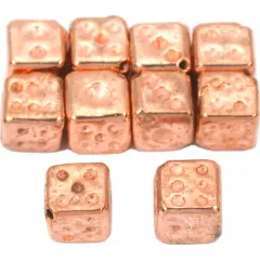Dice Cube Beads Copper Plated Beading 9mm Approx 10Pcs