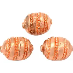 16g Bali Oval Barrel Bead Copper Plated 11.5mm Approx 3