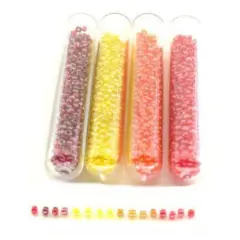 4 Tubes Lustered Glass Seed Red Yellow Orange Beads