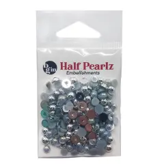 Buttons Galore Flat Back Half Pearls in AB Finish - Multiple Color Assortments - 36 Grams Silver spoon
