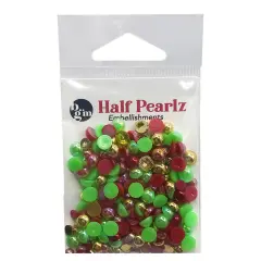 Buttons Galore Flat Back Half Pearls in AB Finish - Multiple Color Assortments - 36 Grams Christmas gala
