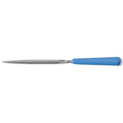 Grobet 14cm Half-Round Needle File w/Handle, Cut 2, Item No. 30.520