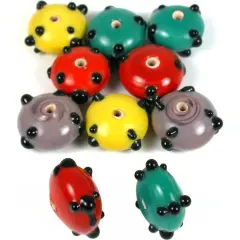 30 Grams Rondelle Dot Lampwork Round Beads Assorted Mix