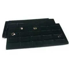 3 Black 20 Slot Pendant Jewelry Showcase Display Tray Inserts