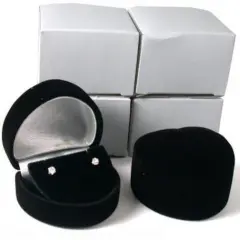 4 Heart Earring Gift Boxes Black Showcase Display