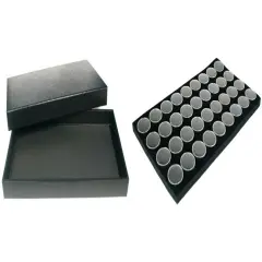 Black Jewelry Case (Removable Magnetic Lid) w/ Black Foam 36 Gem Jar Insert
