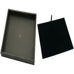 Black Open Square Stackable Jewelry Display Tray w/ Black Leather Pad Insert