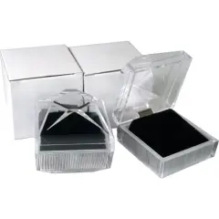 2 Earring Gift Boxes Crystal Clear Velvet Display