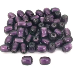 Purple Barrel Glass Foil Lampwork Beads 18mm Approx 50