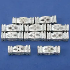 Rectangle Tube Beads Silver Plated New 13mm Approx 10